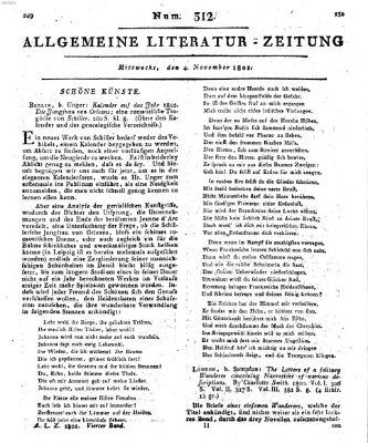 Allgemeine Literatur-Zeitung (Literarisches Zentralblatt für Deutschland) Mittwoch 4. November 1801