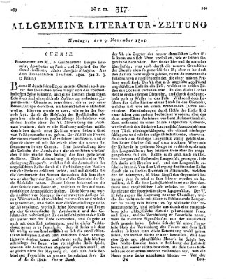 Allgemeine Literatur-Zeitung (Literarisches Zentralblatt für Deutschland) Montag 9. November 1801