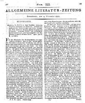 Allgemeine Literatur-Zeitung (Literarisches Zentralblatt für Deutschland) Samstag 14. November 1801