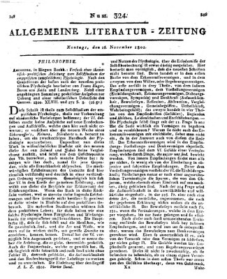 Allgemeine Literatur-Zeitung (Literarisches Zentralblatt für Deutschland) Montag 16. November 1801