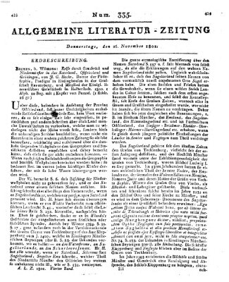 Allgemeine Literatur-Zeitung (Literarisches Zentralblatt für Deutschland) Donnerstag 26. November 1801