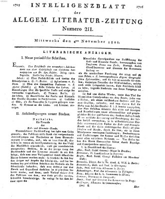 Allgemeine Literatur-Zeitung (Literarisches Zentralblatt für Deutschland) Mittwoch 4. November 1801