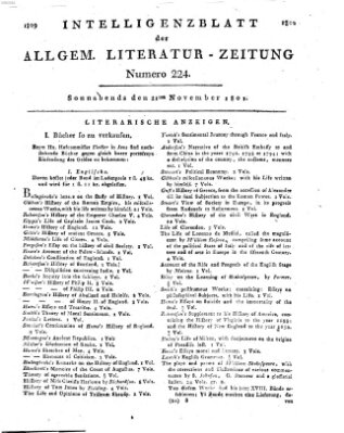 Allgemeine Literatur-Zeitung (Literarisches Zentralblatt für Deutschland) Samstag 21. November 1801