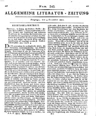 Allgemeine Literatur-Zeitung (Literarisches Zentralblatt für Deutschland) Freitag 4. Dezember 1801