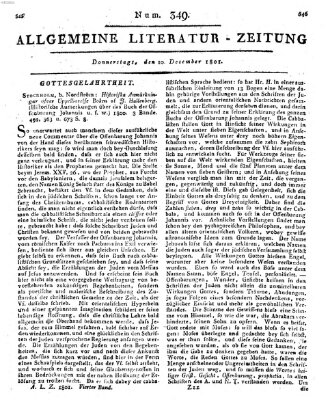 Allgemeine Literatur-Zeitung (Literarisches Zentralblatt für Deutschland) Donnerstag 10. Dezember 1801