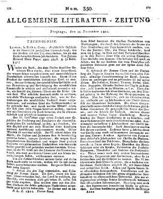 Allgemeine Literatur-Zeitung (Literarisches Zentralblatt für Deutschland) Freitag 11. Dezember 1801