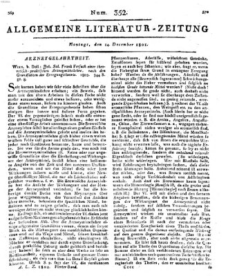 Allgemeine Literatur-Zeitung (Literarisches Zentralblatt für Deutschland) Montag 14. Dezember 1801