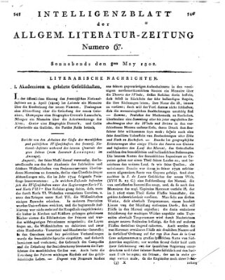 Allgemeine Literatur-Zeitung (Literarisches Zentralblatt für Deutschland) Samstag 8. Mai 1802