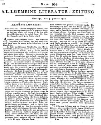 Allgemeine Literatur-Zeitung (Literarisches Zentralblatt für Deutschland) Montag 7. Juni 1802