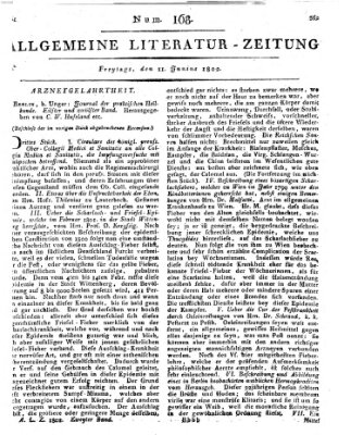 Allgemeine Literatur-Zeitung (Literarisches Zentralblatt für Deutschland) Freitag 11. Juni 1802