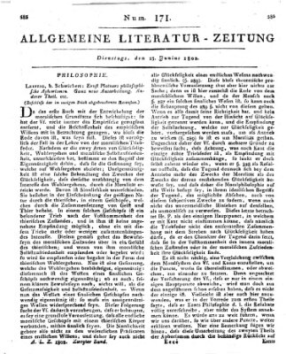 Allgemeine Literatur-Zeitung (Literarisches Zentralblatt für Deutschland) Dienstag 15. Juni 1802