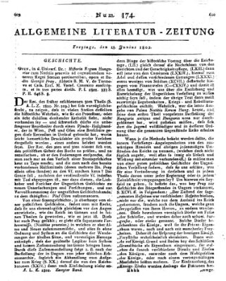 Allgemeine Literatur-Zeitung (Literarisches Zentralblatt für Deutschland) Freitag 18. Juni 1802