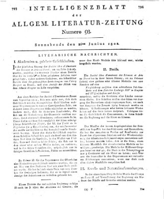 Allgemeine Literatur-Zeitung (Literarisches Zentralblatt für Deutschland) Samstag 26. Juni 1802