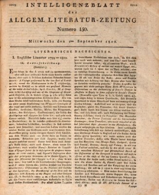 Allgemeine Literatur-Zeitung (Literarisches Zentralblatt für Deutschland) Mittwoch 1. September 1802