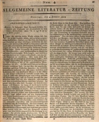 Allgemeine Literatur-Zeitung (Literarisches Zentralblatt für Deutschland) Dienstag 4. Januar 1803