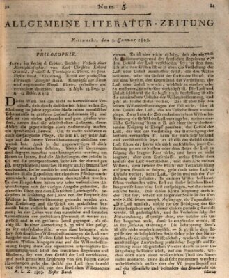 Allgemeine Literatur-Zeitung (Literarisches Zentralblatt für Deutschland) Mittwoch 5. Januar 1803