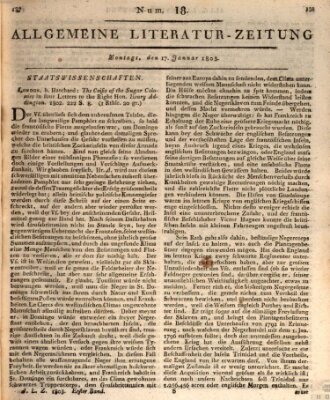 Allgemeine Literatur-Zeitung (Literarisches Zentralblatt für Deutschland) Montag 17. Januar 1803