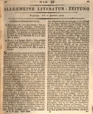 Allgemeine Literatur-Zeitung (Literarisches Zentralblatt für Deutschland) Freitag 21. Januar 1803