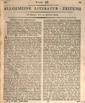 Allgemeine Literatur-Zeitung (Literarisches Zentralblatt für Deutschland) Dienstag 25. Januar 1803