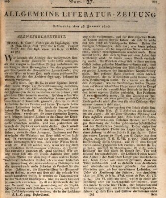 Allgemeine Literatur-Zeitung (Literarisches Zentralblatt für Deutschland) Mittwoch 26. Januar 1803