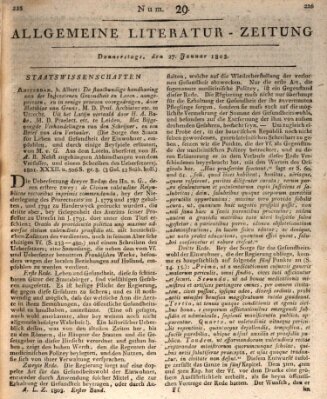 Allgemeine Literatur-Zeitung (Literarisches Zentralblatt für Deutschland) Donnerstag 27. Januar 1803