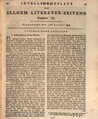 Allgemeine Literatur-Zeitung (Literarisches Zentralblatt für Deutschland) Samstag 15. Januar 1803