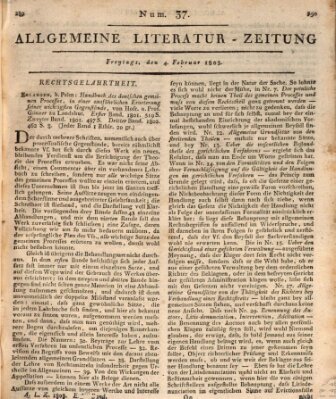 Allgemeine Literatur-Zeitung (Literarisches Zentralblatt für Deutschland) Freitag 4. Februar 1803