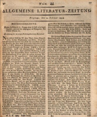 Allgemeine Literatur-Zeitung (Literarisches Zentralblatt für Deutschland) Freitag 11. Februar 1803