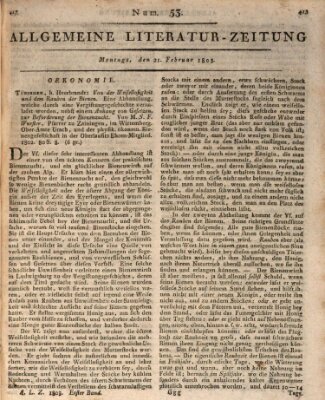 Allgemeine Literatur-Zeitung (Literarisches Zentralblatt für Deutschland) Montag 21. Februar 1803