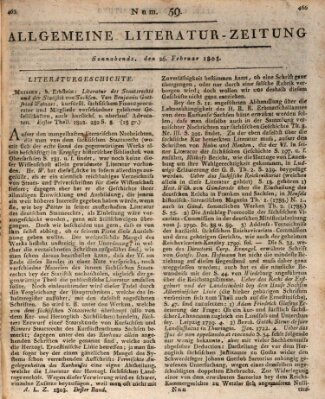 Allgemeine Literatur-Zeitung (Literarisches Zentralblatt für Deutschland) Samstag 26. Februar 1803