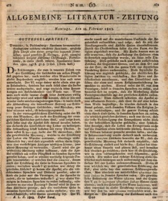 Allgemeine Literatur-Zeitung (Literarisches Zentralblatt für Deutschland) Montag 28. Februar 1803