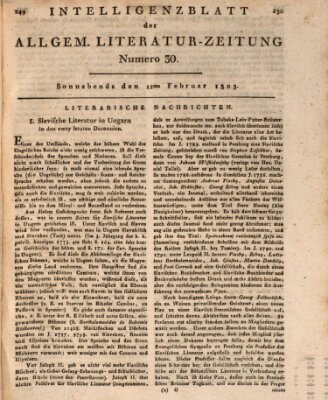 Allgemeine Literatur-Zeitung (Literarisches Zentralblatt für Deutschland) Samstag 12. Februar 1803