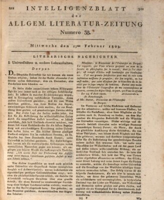 Allgemeine Literatur-Zeitung (Literarisches Zentralblatt für Deutschland) Mittwoch 23. Februar 1803