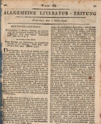 Allgemeine Literatur-Zeitung (Literarisches Zentralblatt für Deutschland) Dienstag 1. März 1803