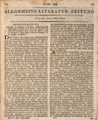 Allgemeine Literatur-Zeitung (Literarisches Zentralblatt für Deutschland) Freitag 4. März 1803