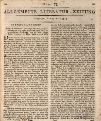 Allgemeine Literatur-Zeitung (Literarisches Zentralblatt für Deutschland) Freitag 11. März 1803