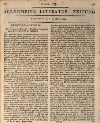 Allgemeine Literatur-Zeitung (Literarisches Zentralblatt für Deutschland) Samstag 12. März 1803