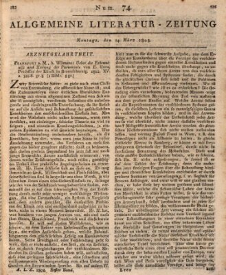 Allgemeine Literatur-Zeitung (Literarisches Zentralblatt für Deutschland) Montag 14. März 1803