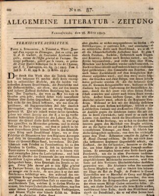 Allgemeine Literatur-Zeitung (Literarisches Zentralblatt für Deutschland) Samstag 26. März 1803