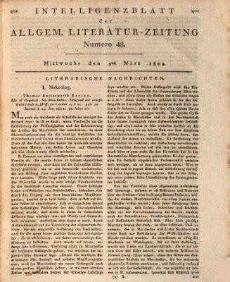 Allgemeine Literatur-Zeitung (Literarisches Zentralblatt für Deutschland) Mittwoch 9. März 1803