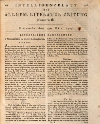 Allgemeine Literatur-Zeitung (Literarisches Zentralblatt für Deutschland) Mittwoch 23. März 1803