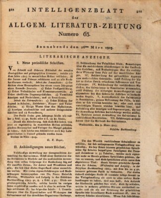 Allgemeine Literatur-Zeitung (Literarisches Zentralblatt für Deutschland) Samstag 26. März 1803