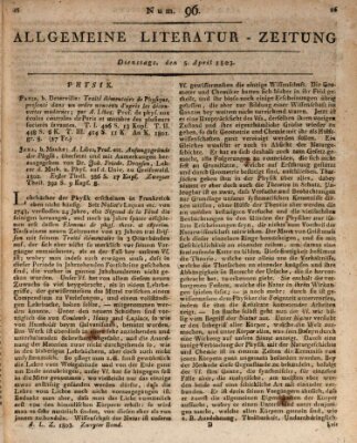 Allgemeine Literatur-Zeitung (Literarisches Zentralblatt für Deutschland) Dienstag 5. April 1803