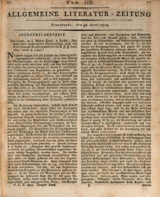 Allgemeine Literatur-Zeitung (Literarisches Zentralblatt für Deutschland) Samstag 16. April 1803