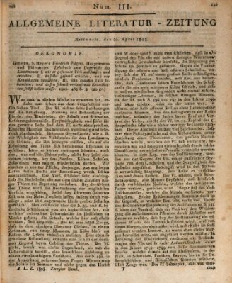 Allgemeine Literatur-Zeitung (Literarisches Zentralblatt für Deutschland) Mittwoch 20. April 1803