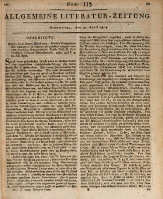 Allgemeine Literatur-Zeitung (Literarisches Zentralblatt für Deutschland) Donnerstag 21. April 1803