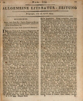 Allgemeine Literatur-Zeitung (Literarisches Zentralblatt für Deutschland) Freitag 22. April 1803