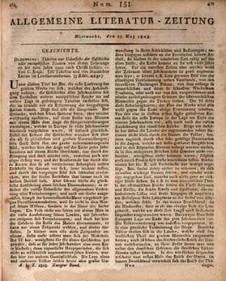 Allgemeine Literatur-Zeitung (Literarisches Zentralblatt für Deutschland) Mittwoch 25. Mai 1803