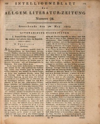 Allgemeine Literatur-Zeitung (Literarisches Zentralblatt für Deutschland) Samstag 7. Mai 1803