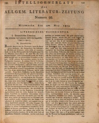 Allgemeine Literatur-Zeitung (Literarisches Zentralblatt für Deutschland) Mittwoch 11. Mai 1803